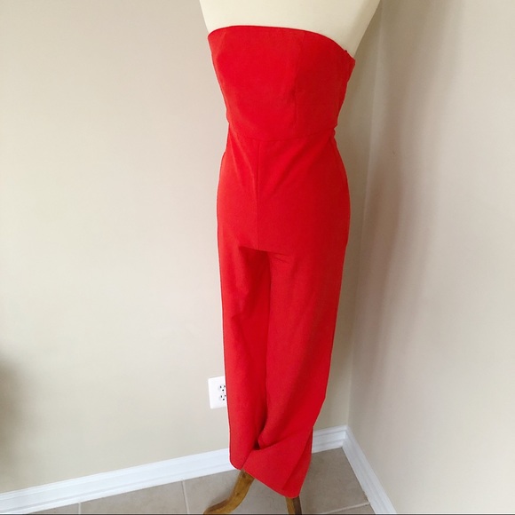 NWT Topshop Red Strapless Jumpsuit Size 0 - Picture 3 of 7